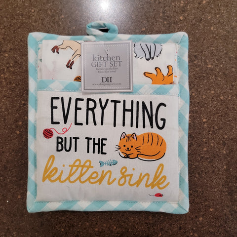 "Feline Fine Cat" Potholder Gift Set