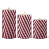 Thin Candy Striped Wax Luminara Pillar Candles