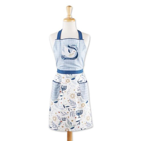 Peace Love Latkes Apron in Blue/White