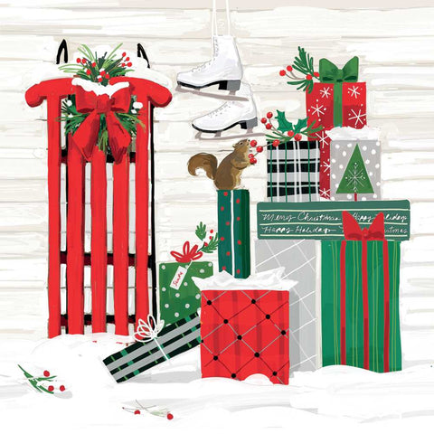 "Sled & Presents" Cocktail Napkins