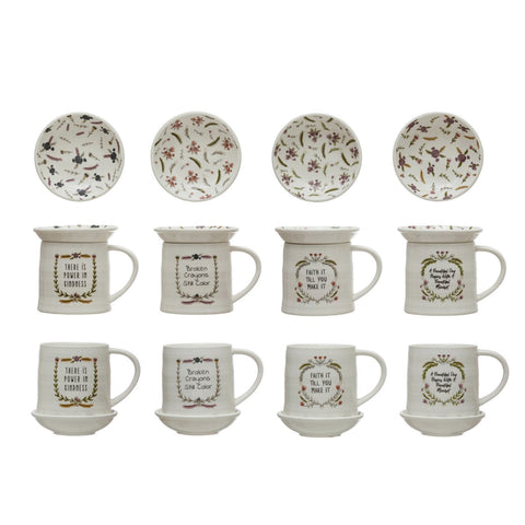 Stoneware Mug with Round Saucer