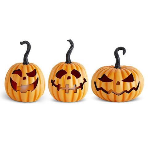 Orange Resin LED Flicker Flame Jack O Lanterns