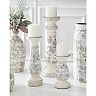 Ceramic Cream Crackle Gray Floral Candleholder