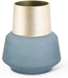 Frosted Teal Vases w/ Gold Accent Vase