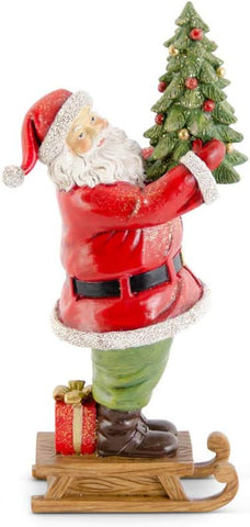 Glittered Resin Traditional Santa on Sled