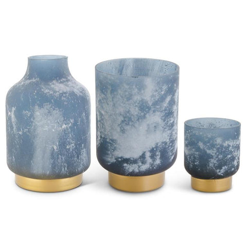 Frosted Blue Glass Container