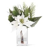 Poinsettia & Pine Premade in Glass Vase