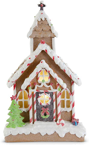 Glittered LED Gingerbread Church