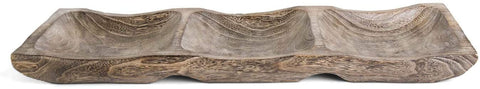 Carved Rectangular Paulownia Wood Tray