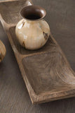 Carved Rectangular Paulownia Wood Tray