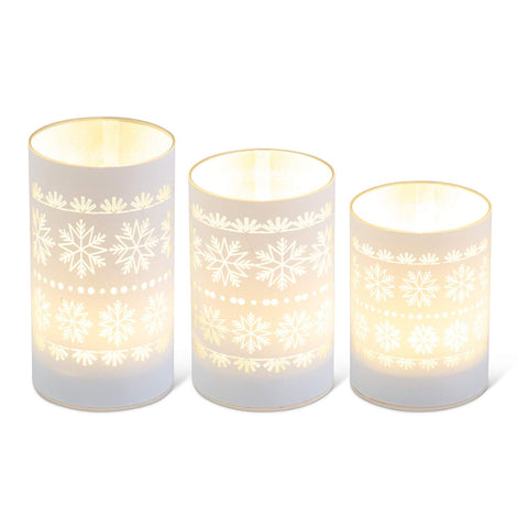 Matte LED Candles w/Snowflakes (3 Variants)