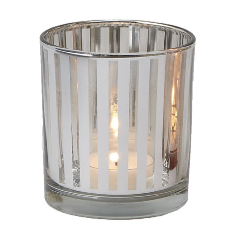 Silver Cylinder Candle Holder