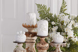 White Ceramic Vase w/Raised Flowers
