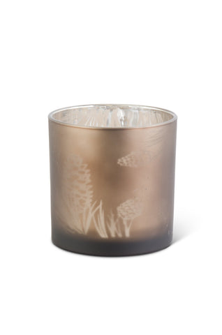 Frosted Glass Candle Holder Pinecone Pattern