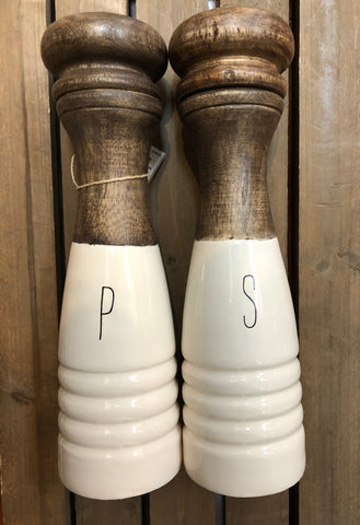 Wood Enamel Salt Pepper Mills