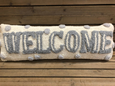 Welcome Dot Hook Wool Pillow