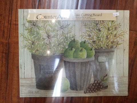 Farmers Market Glass Cutting Board 12x15