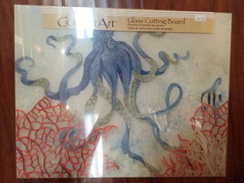 Indigo Ocean Glass Cutting Board 12x15