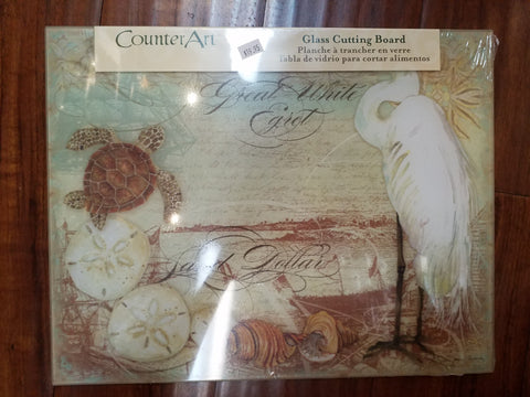 Coastal Waterways Glass Cutting Board 12x15