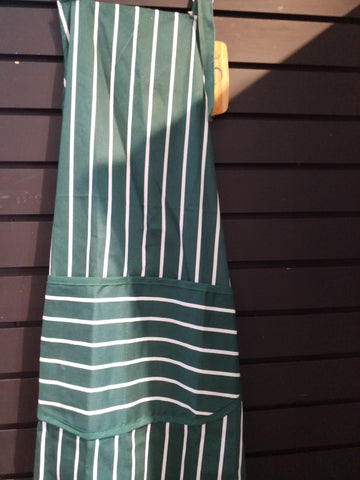 Butchers Stripe Bottle Green Apron