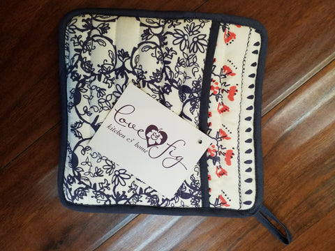 Navy Paisley Pot Holders