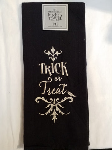 Trick or Treat Embellished Dish Towel