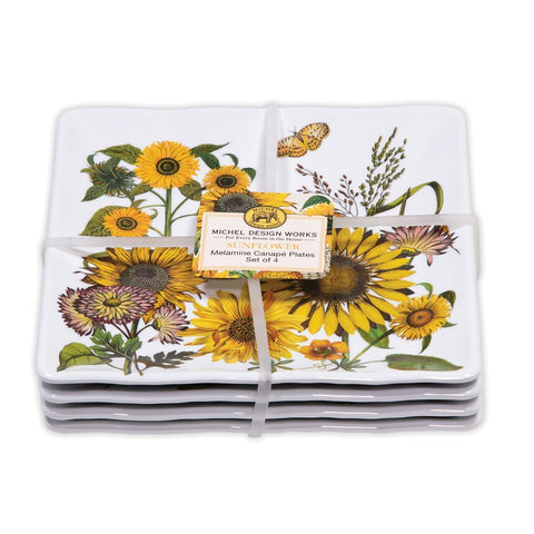 Sunflower Melamine Canapé Plate Set