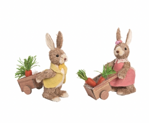 Foam Sisal Wheel Barrow Bunny