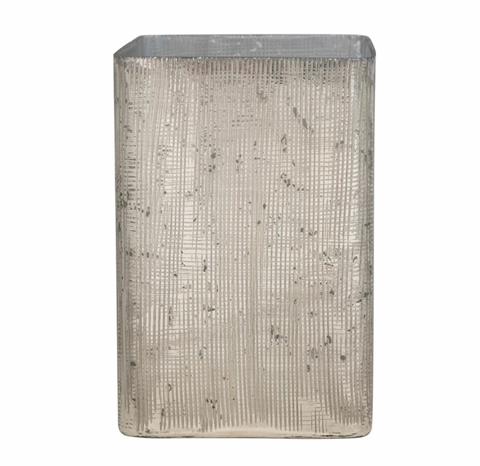 Mercury Glass Vase with Crosshatch Texture