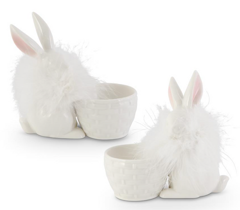 White Porcelain Bunny Egg Holder