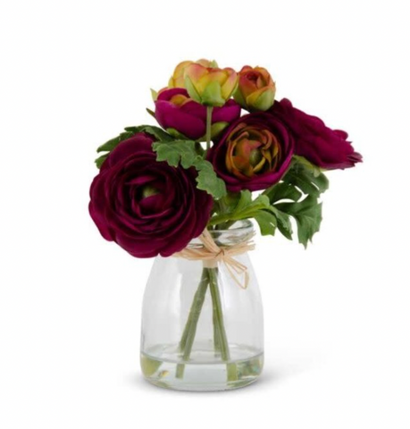 Purple Ranunculus Mini Bouquet in Glass Jar