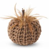 Feathered Pumpkin w/ Wood Stem (Multiple Variants)