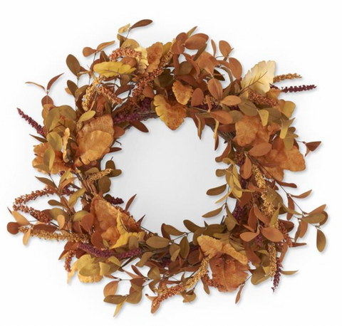 24" Fall Autumn Leaves Silk Wreath