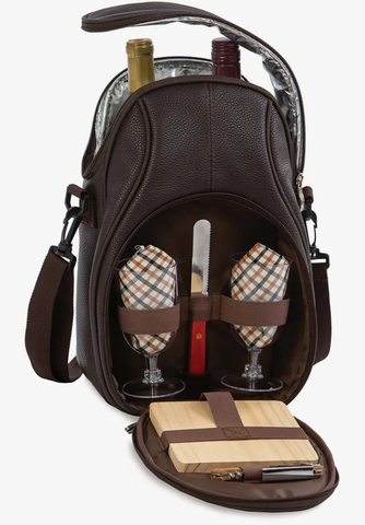 Leather Insulated Wine & Cheese Tote Bag
