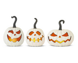 White Resin Led Flickr Flame Jack O' Lantern (3 Variants)