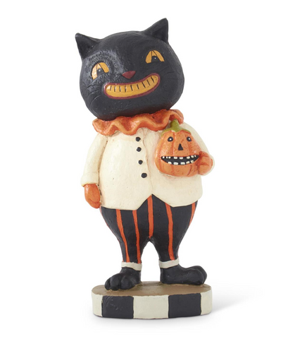 11" Black Cat Jack O Lantern