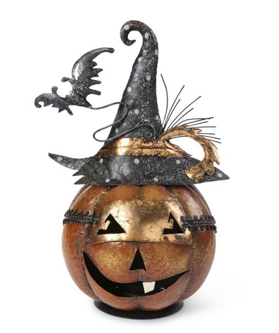 13" Metal Jack O' Lantern Candleholder