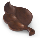 Carved Wooded Divided Leaf Trays S/3