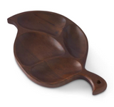 Carved Wooded Divided Leaf Trays S/3