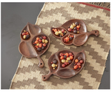 Carved Wooded Divided Leaf Trays S/3
