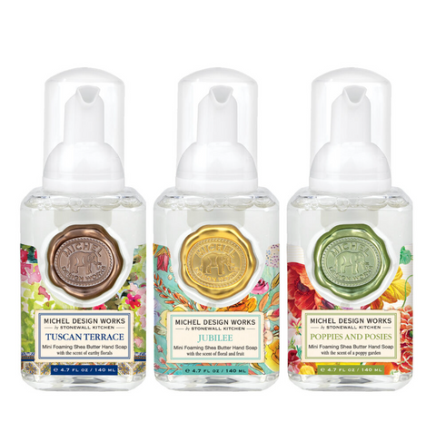 Mini Foaming Hand Soap Set: Tuscan Terrace, Jubilee, Poppies and Posies