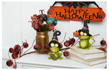 Frog with Witch Hat & Pumpkin