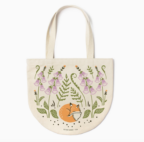 Foxy Foxglove Round Tote
