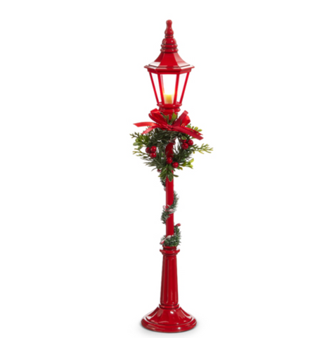 Lighted Red Lamp Post
