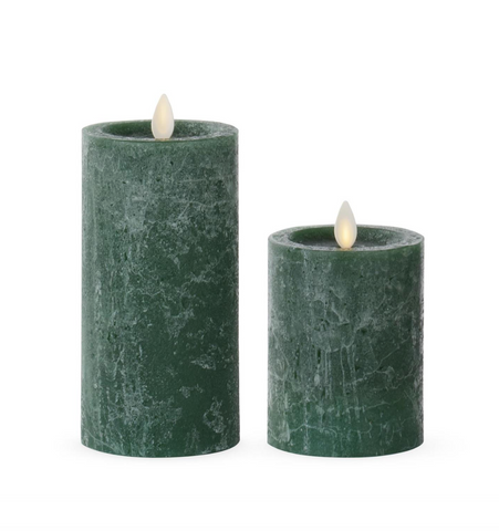 Dark Green Wax Luminara Indoor Pillar