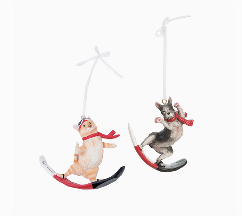 Cat/Dog Snowboard Ornament