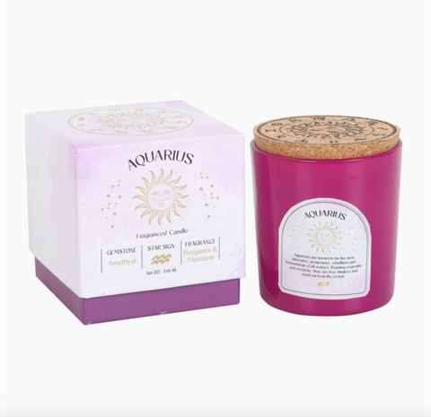 Aquarius Bergamot & Mandarin Zodiac Crystal Candle