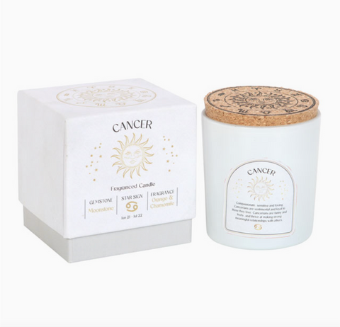 Cancer Orange & Chamomile Zodiac Crystal Candle
