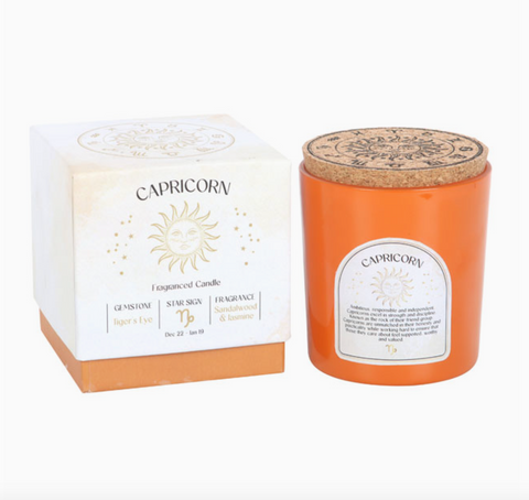 Capricorn Sandalwood & Jasmine Zodiac Crystal Candle