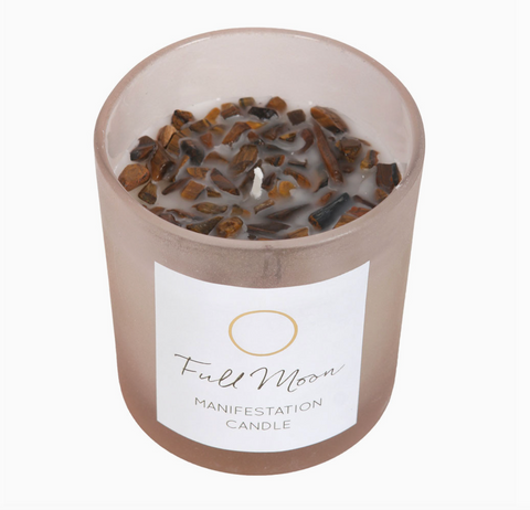 Full Moon Eucalyptus Manifestation Candle with Tiger's Eye